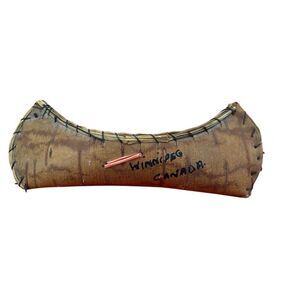 Winnipeg Canada Handmade Bark Canoe Sweetgrass Trim 5in Native American Tribe